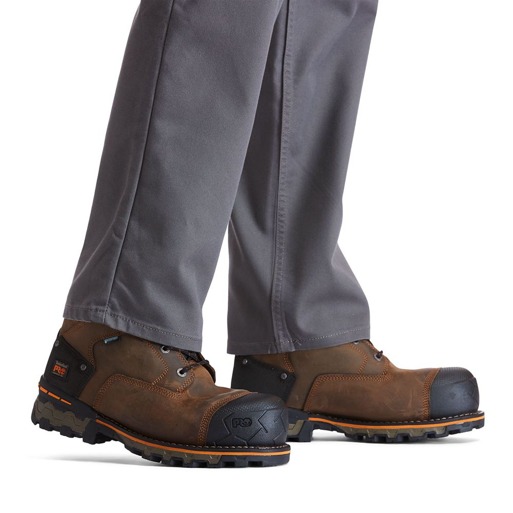 Botas de Trabajo Masculino - Timberland Pro® Boondock 6\" Comp Toe - EQNAU5238 - Marrom/Pretas